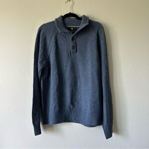 Banana Republic Pierro Wool Henley Sweater Light Blue Heather Large Classic